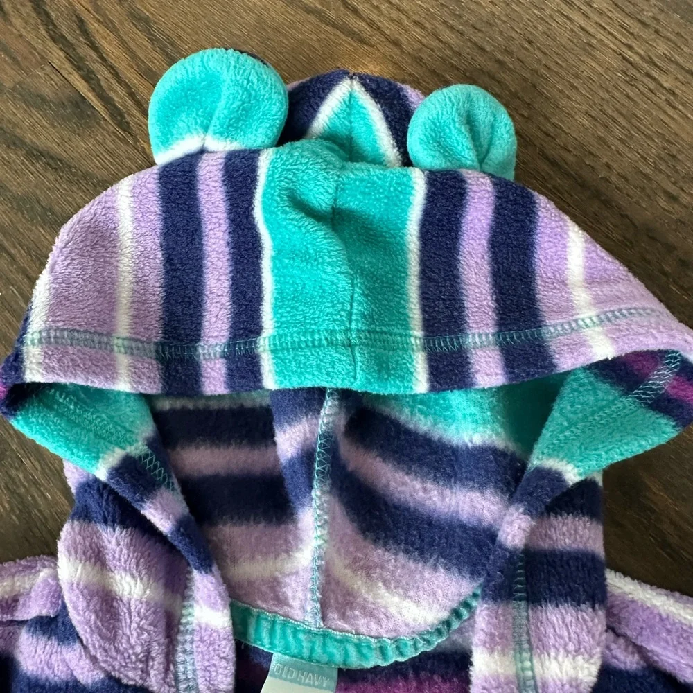 Old Navy Teal, Purple & Navy Striped Hooded Jacket for Kids